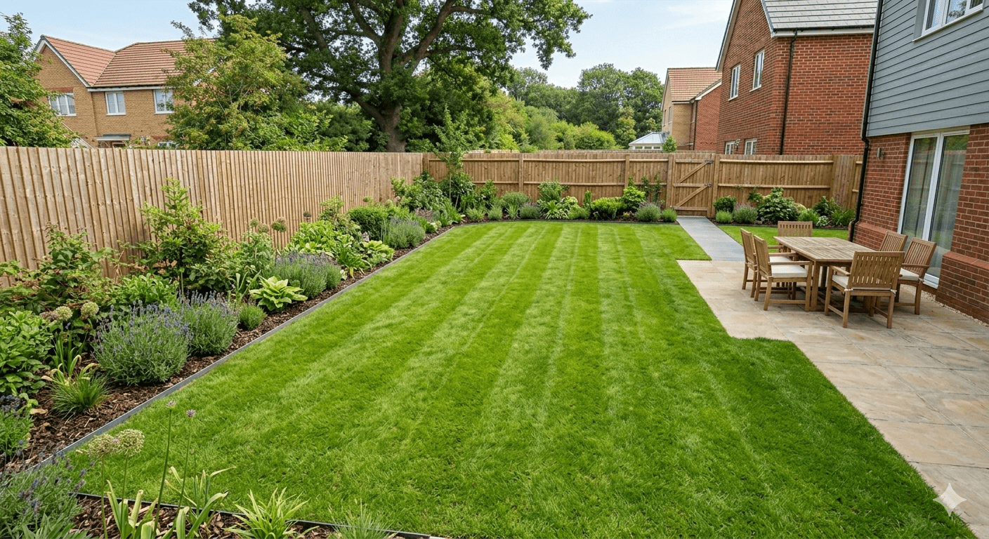 After: freshly mowed lawn